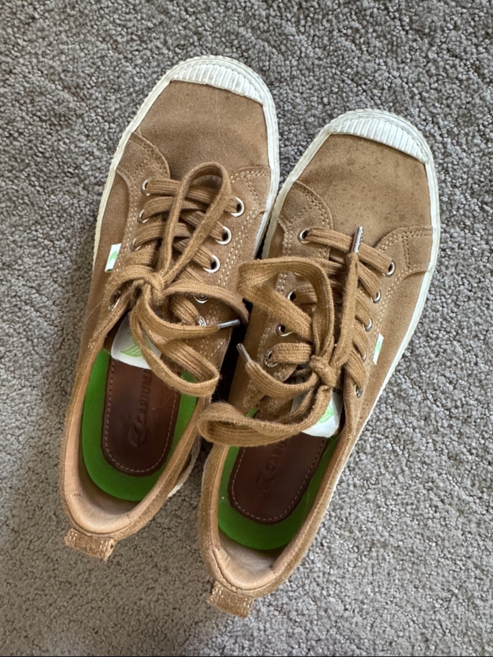 Cariuma womens Suede Sneakers in Tan with White Toe